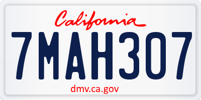 CA license plate 7MAH307