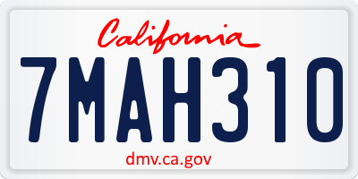 CA license plate 7MAH310