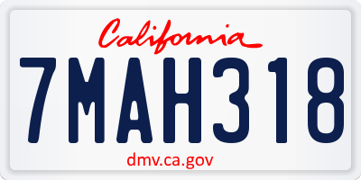 CA license plate 7MAH318