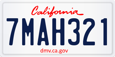 CA license plate 7MAH321