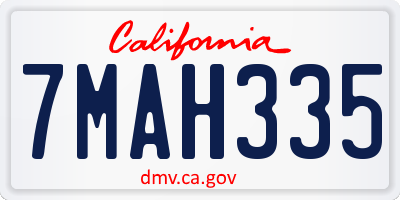 CA license plate 7MAH335