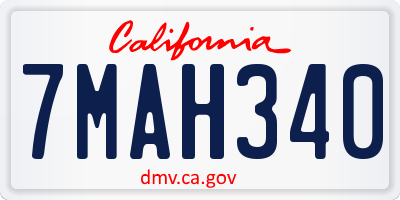 CA license plate 7MAH340