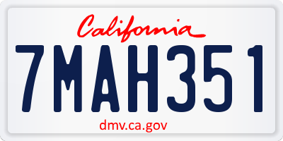 CA license plate 7MAH351