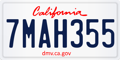 CA license plate 7MAH355