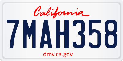 CA license plate 7MAH358