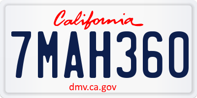 CA license plate 7MAH360
