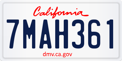 CA license plate 7MAH361
