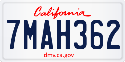 CA license plate 7MAH362