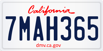 CA license plate 7MAH365