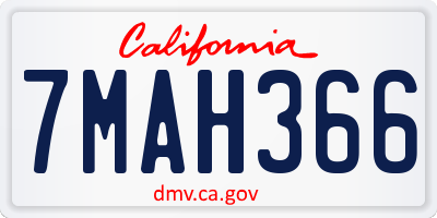 CA license plate 7MAH366