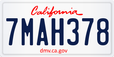 CA license plate 7MAH378