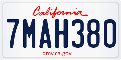 CA license plate 7MAH380