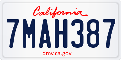 CA license plate 7MAH387