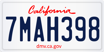 CA license plate 7MAH398