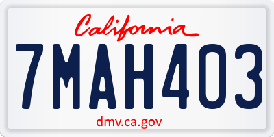 CA license plate 7MAH403