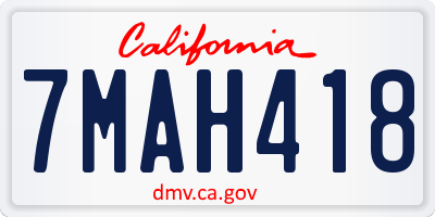 CA license plate 7MAH418