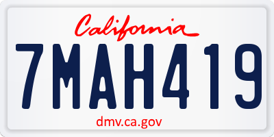 CA license plate 7MAH419