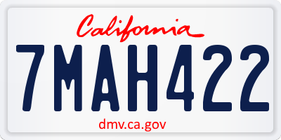 CA license plate 7MAH422