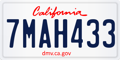 CA license plate 7MAH433