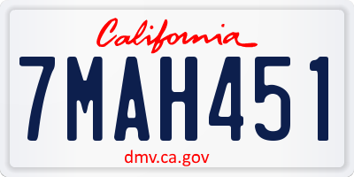 CA license plate 7MAH451