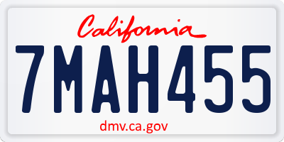 CA license plate 7MAH455