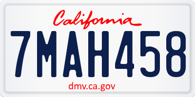 CA license plate 7MAH458