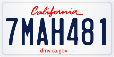 CA license plate 7MAH481