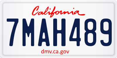 CA license plate 7MAH489