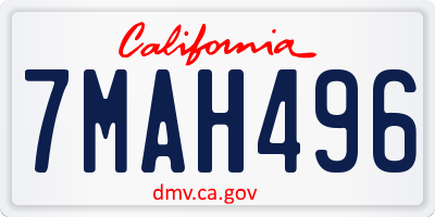 CA license plate 7MAH496