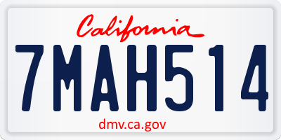 CA license plate 7MAH514