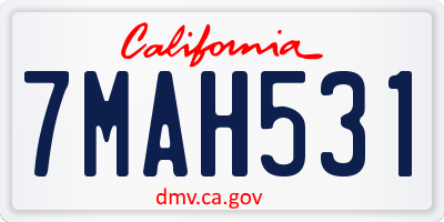 CA license plate 7MAH531