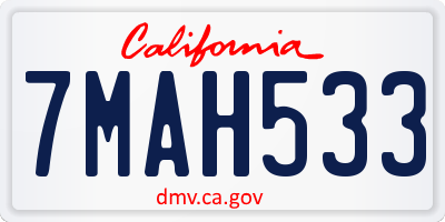 CA license plate 7MAH533