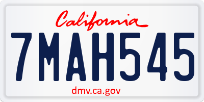 CA license plate 7MAH545