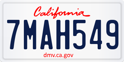 CA license plate 7MAH549