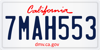 CA license plate 7MAH553