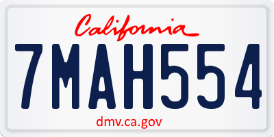 CA license plate 7MAH554