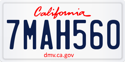 CA license plate 7MAH560