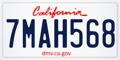 CA license plate 7MAH568