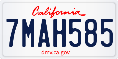 CA license plate 7MAH585