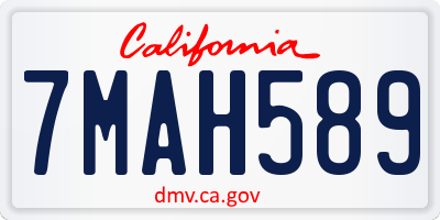 CA license plate 7MAH589
