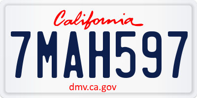 CA license plate 7MAH597