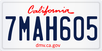 CA license plate 7MAH605