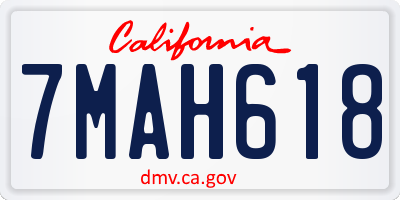 CA license plate 7MAH618