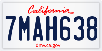 CA license plate 7MAH638