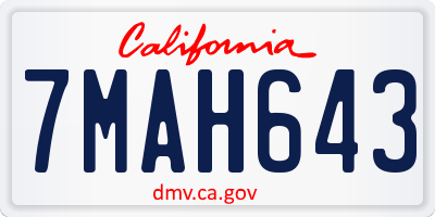 CA license plate 7MAH643