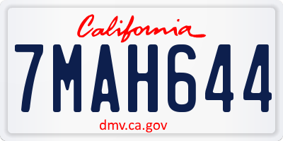 CA license plate 7MAH644