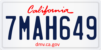 CA license plate 7MAH649