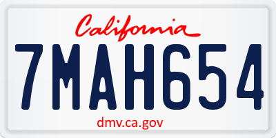 CA license plate 7MAH654