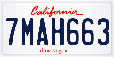 CA license plate 7MAH663