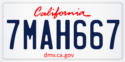 CA license plate 7MAH667